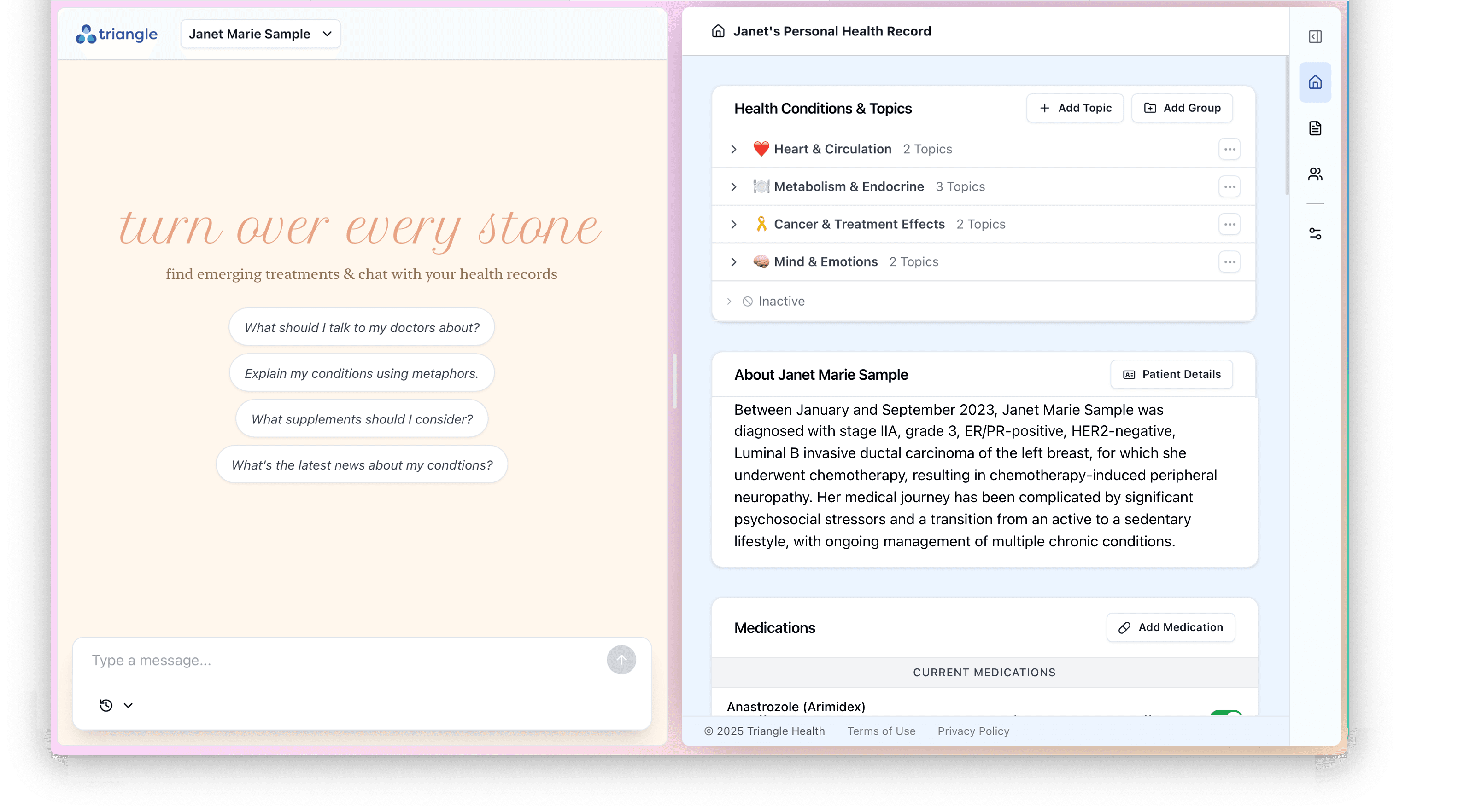 Triangle app interface